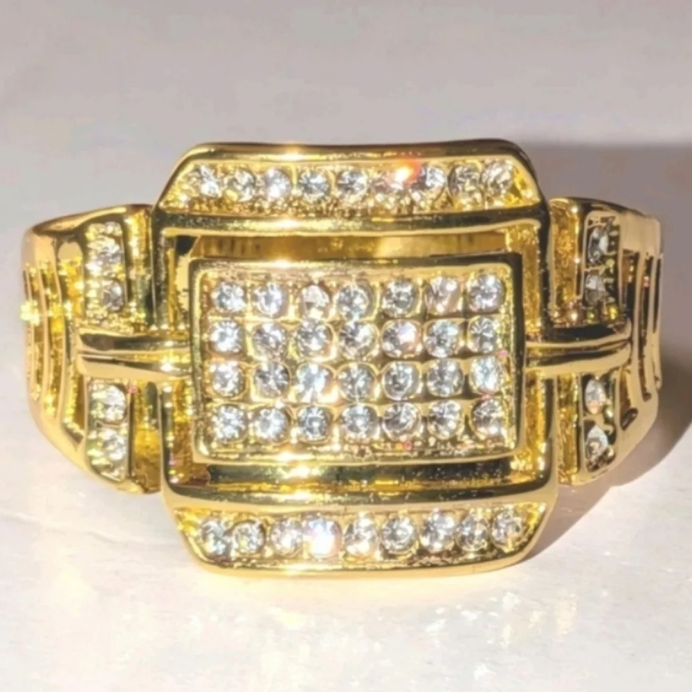 3ct round Cut Moissanite 14k Yellow Gold Plated Mens Royal Style Ring Sz 11
